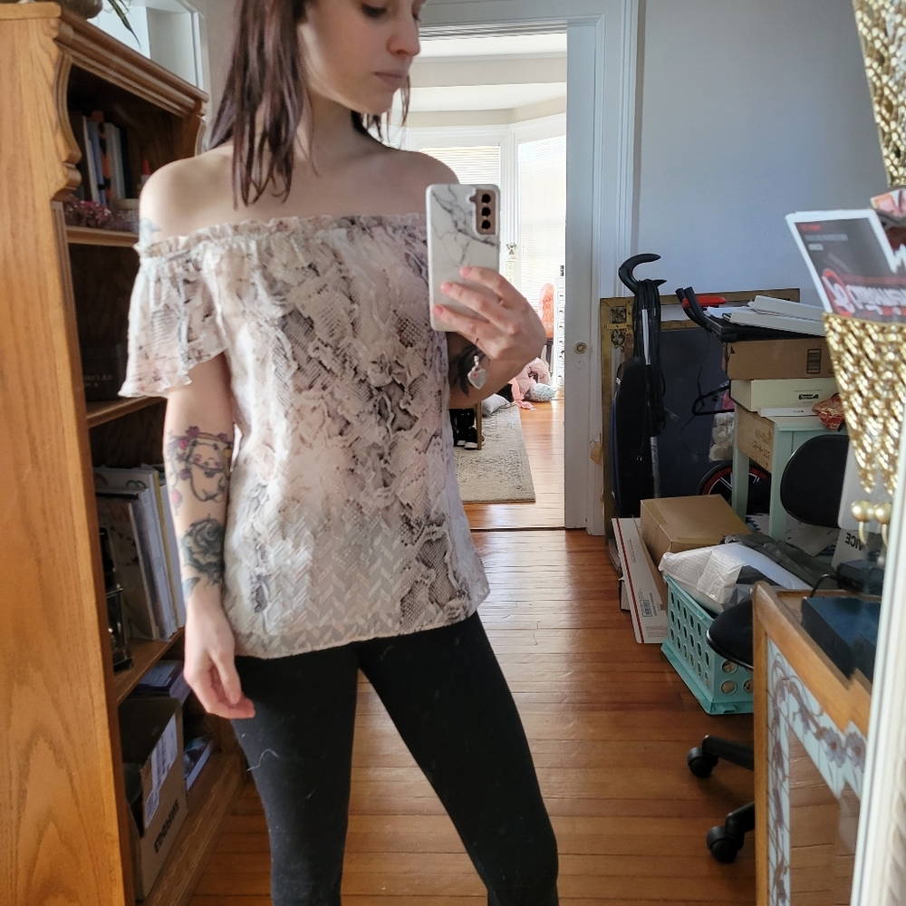 WHBM OTS Snake Print Shirt